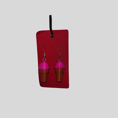 Ice Cream Cone Earrings – Fun 3D Printed Jewelry with Sterling Silver Hooks