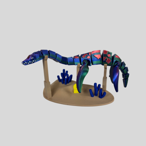 3D Printed Plesiosaurus Toy with Stand – Loch Ness Monster Dinosaur