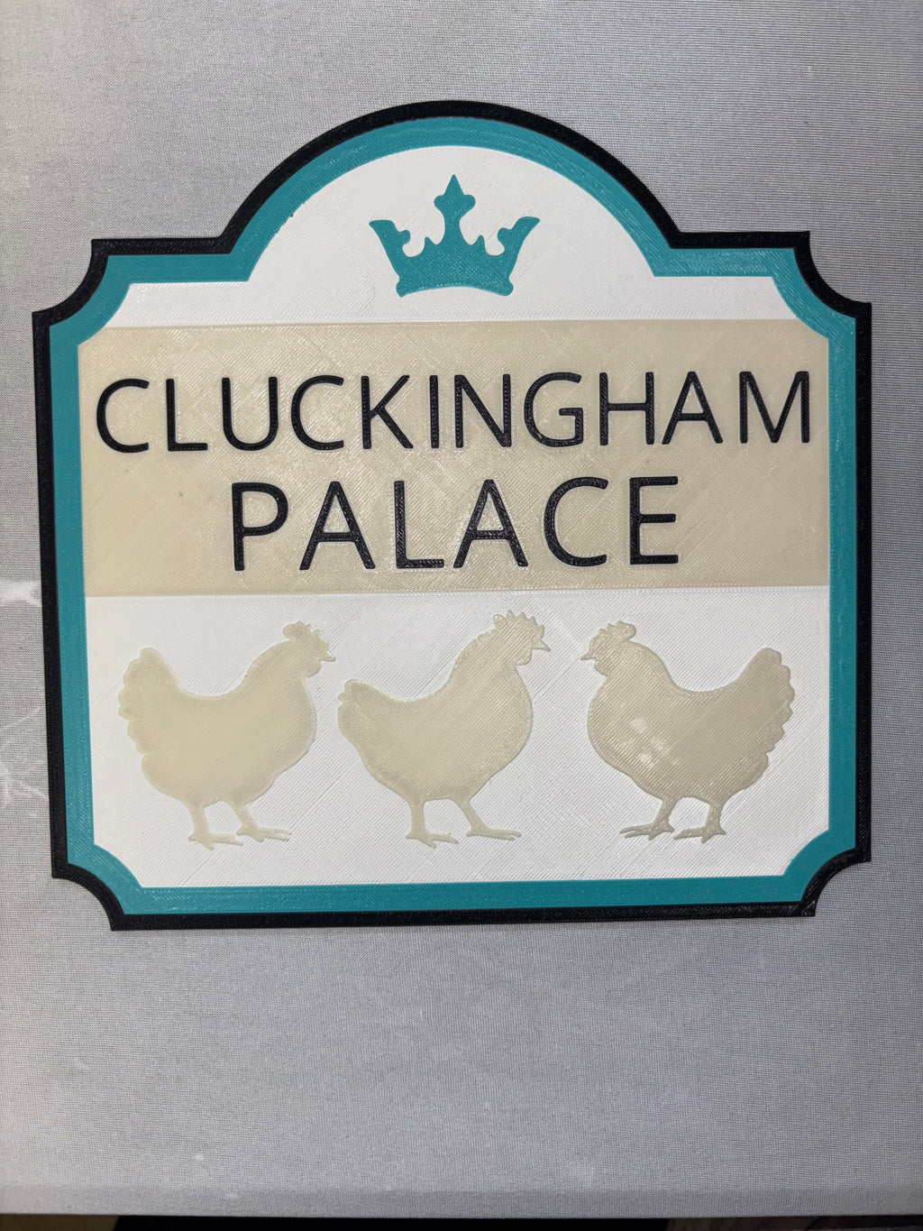 Cluckingham Palace Sign – Funny Chicken Coop 3D Printed Wall Decor