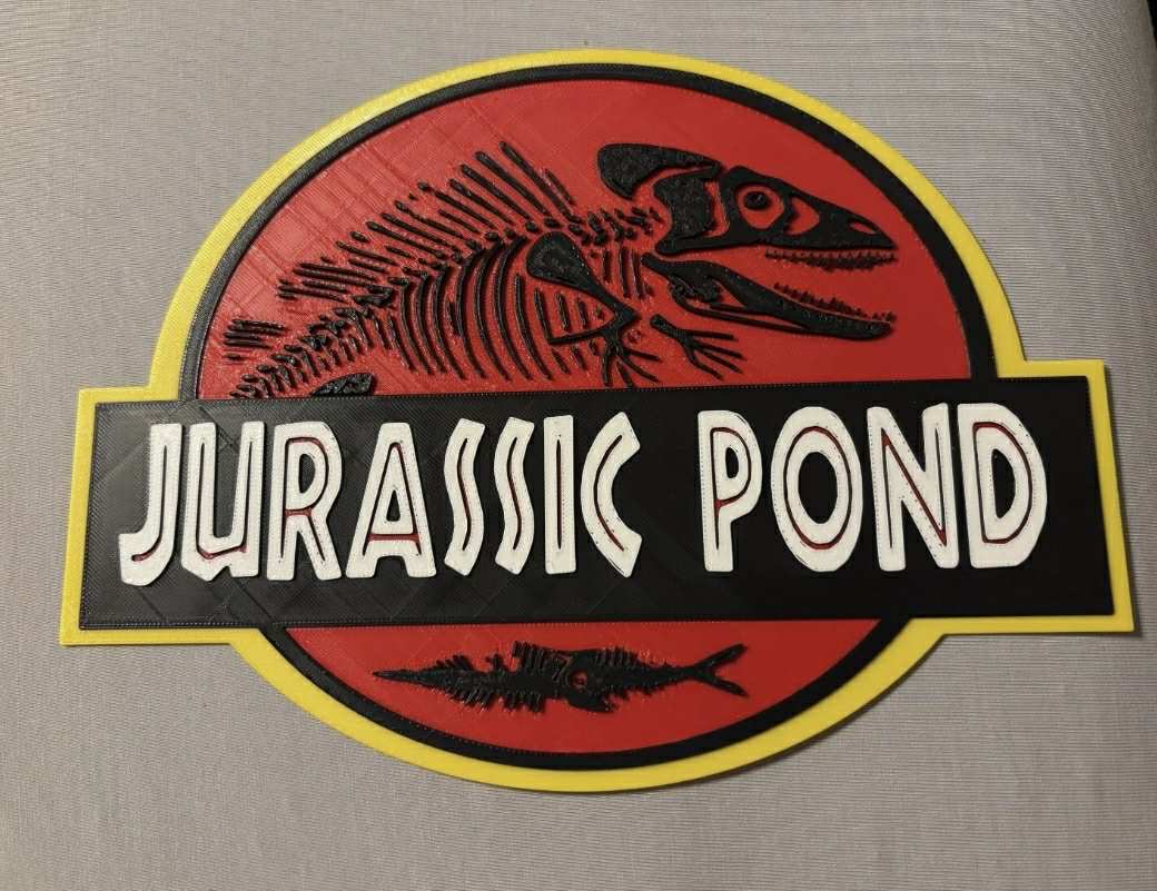 Jurassic Pond (Fish rex) Sign 3d printed UV proof and Weatherproof