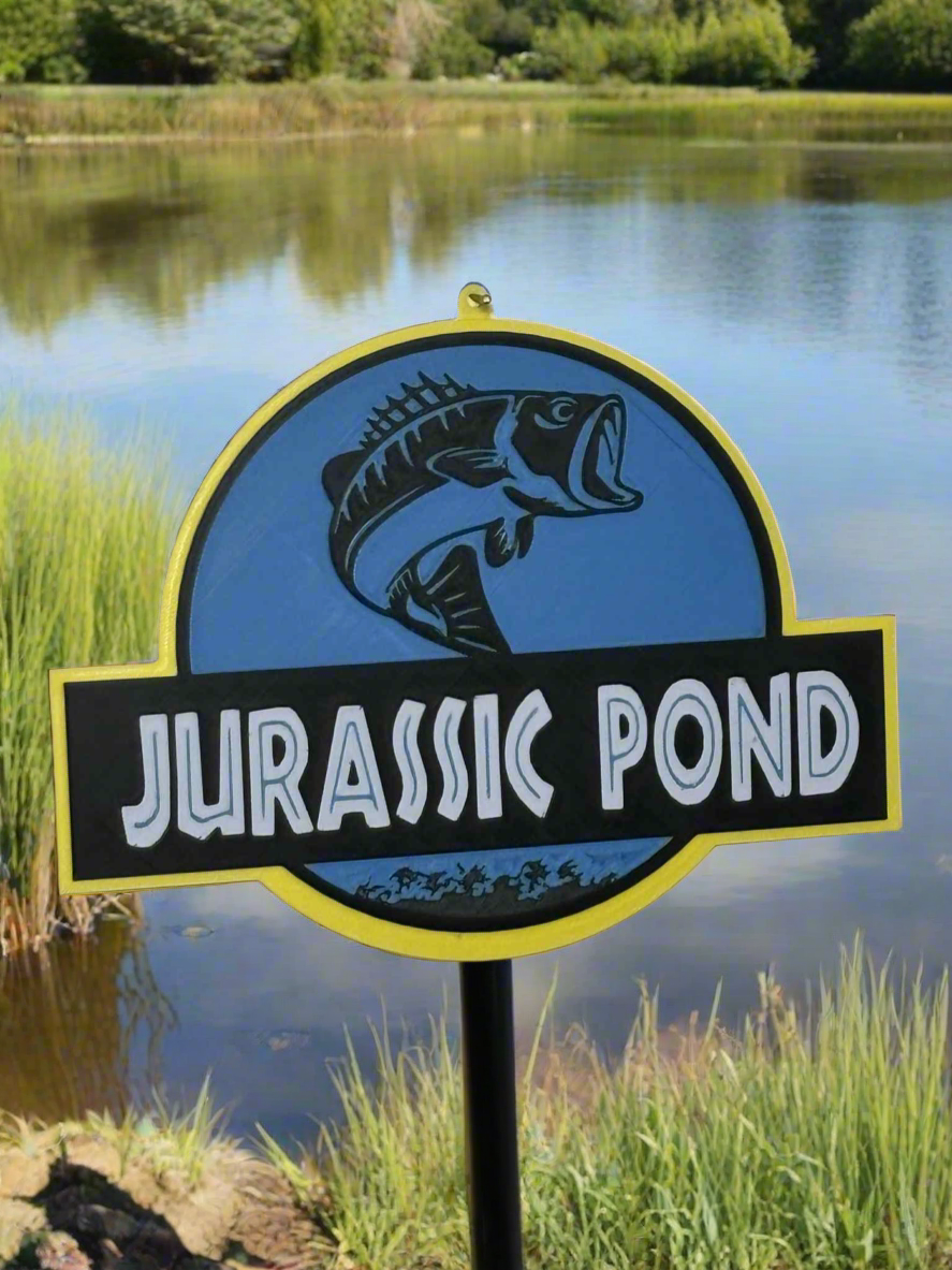 Jurassic Pond (Bass) Sign 3d printed UV proof and Weatherproof