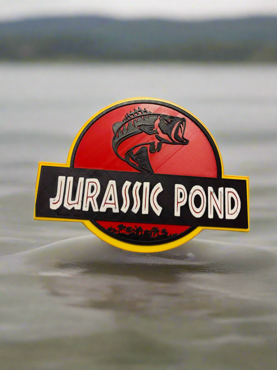 Jurassic Pond (Bass) Sign 3d printed UV proof and Weatherproof