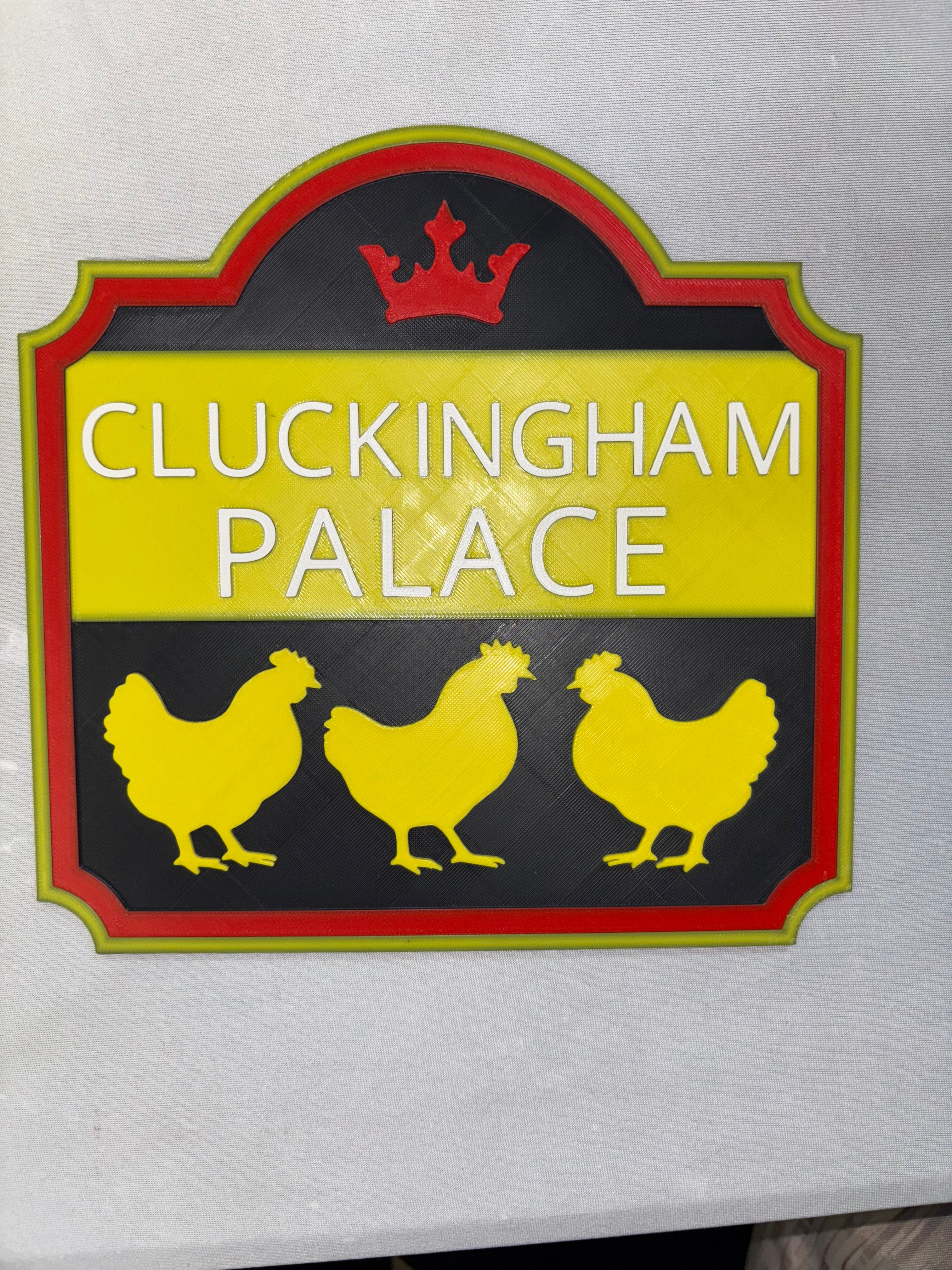 Cluckingham Palace Sign – Funny Chicken Coop 3D Printed Wall Decor