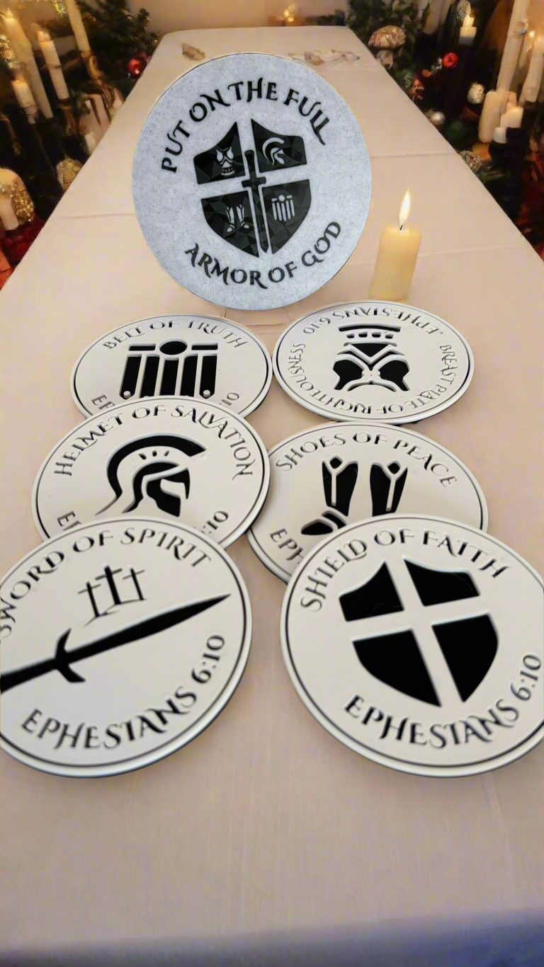Ephesians 6:10-18 Armor of God Scripture Coaster – Christian Home Décor (Pack of 6)