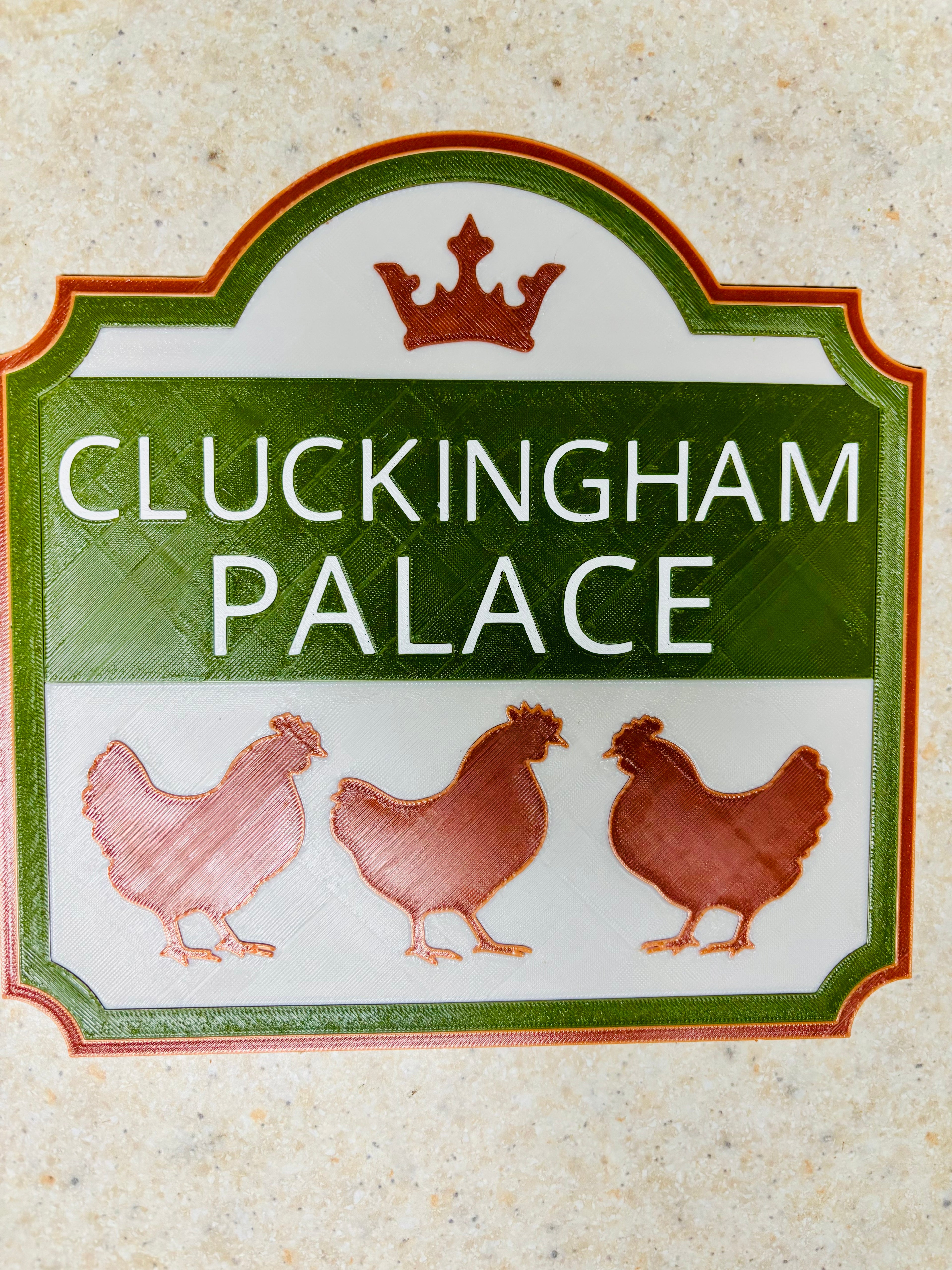 Cluckingham Palace Sign – Funny Chicken Coop 3D Printed Wall Decor