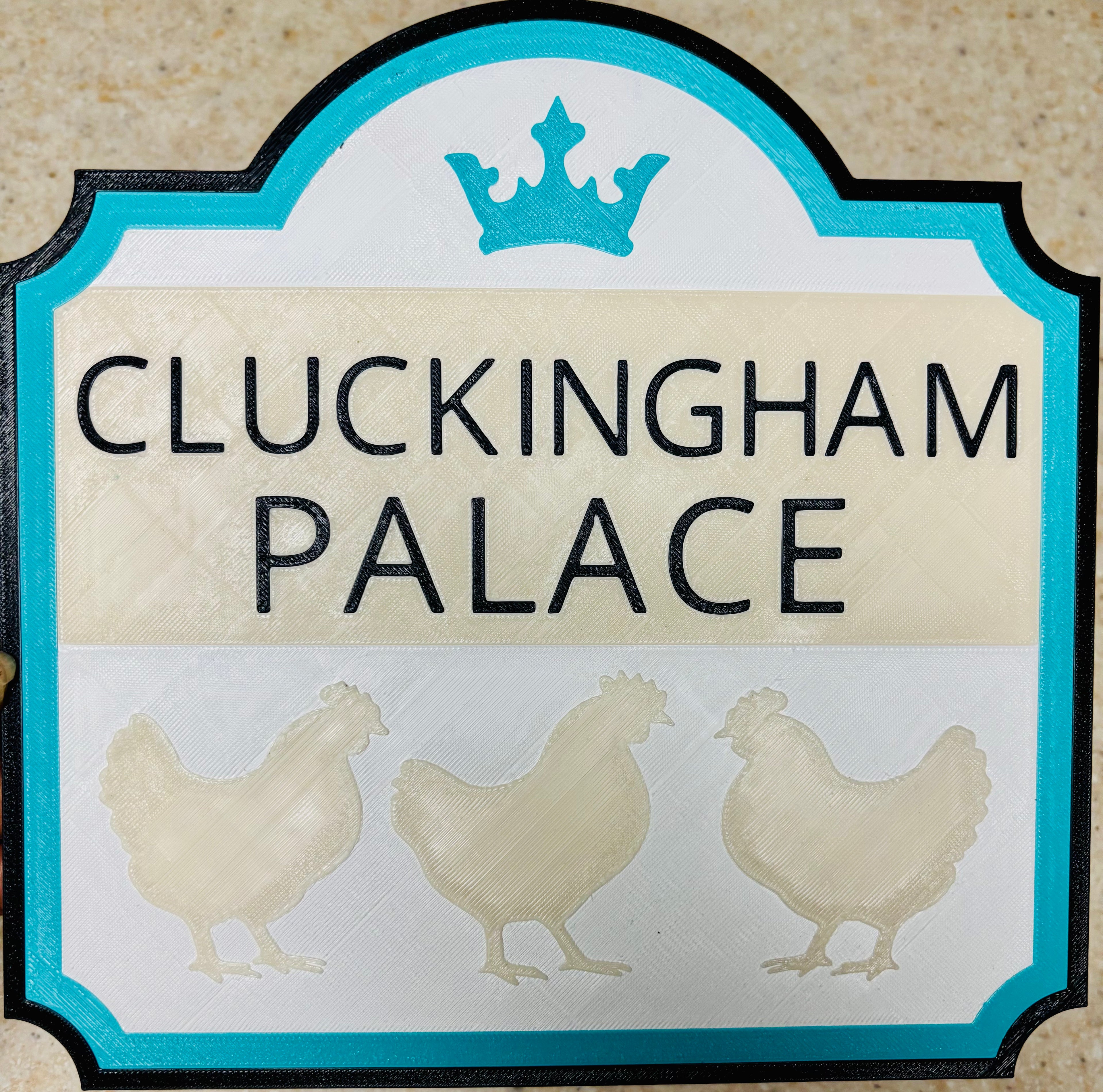 Cluckingham Palace Sign – Funny Chicken Coop 3D Printed Wall Decor