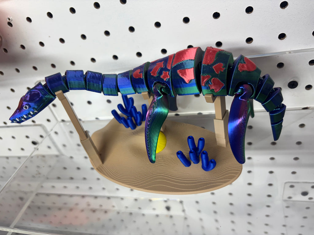 3D Printed Plesiosaurus Toy with Stand – Loch Ness Monster Dinosaur