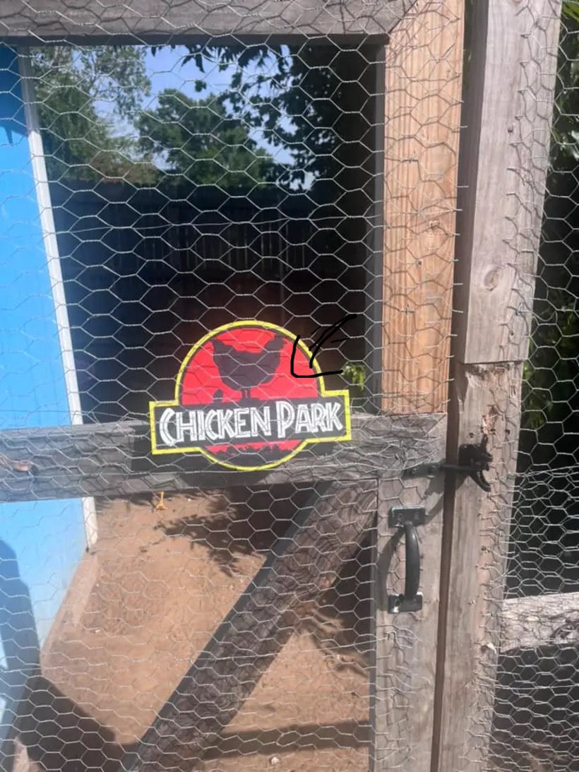 Chicken Park sign UV Fade Proof! (Jurassic Park) 3d printed