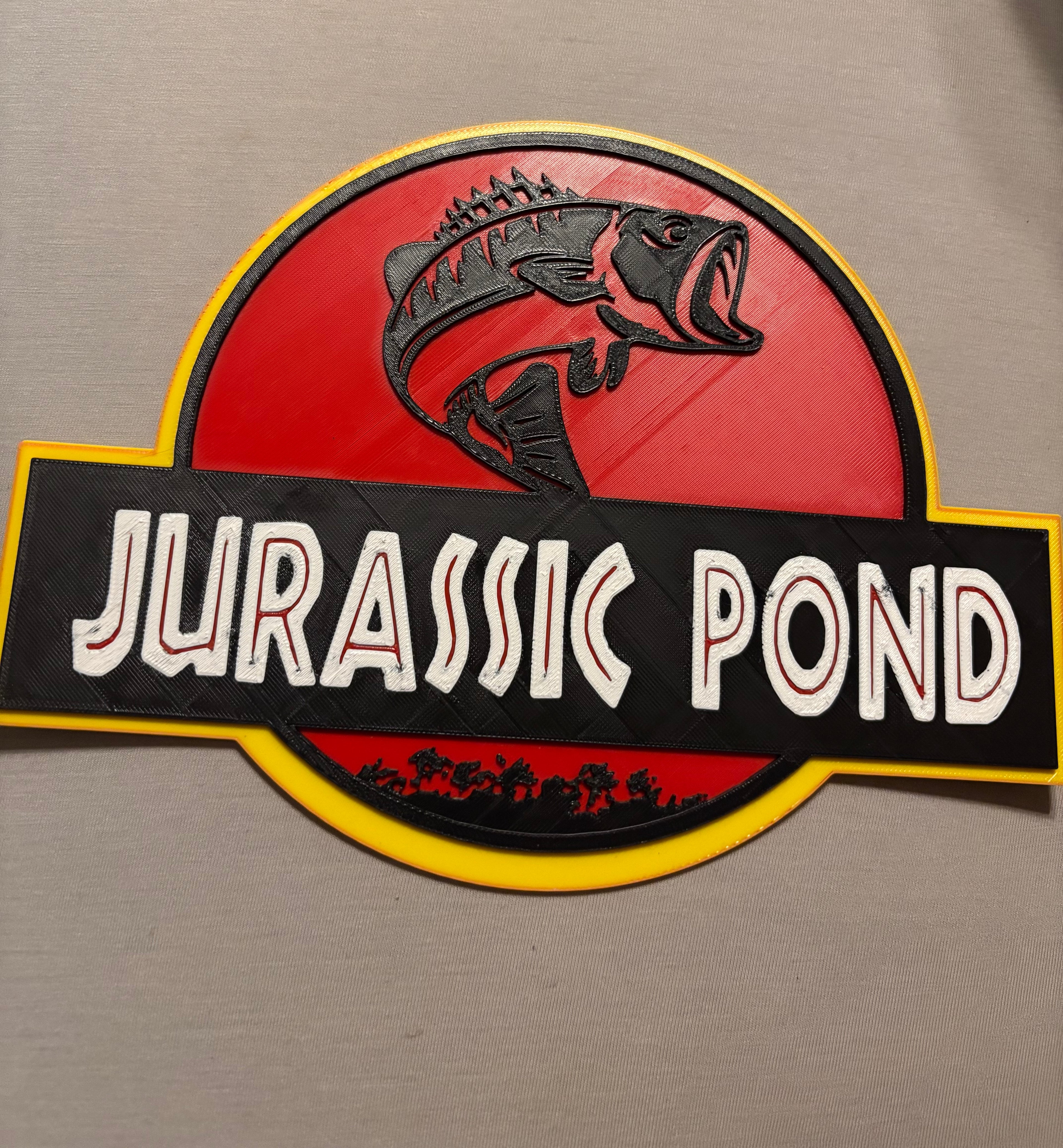 Jurassic Pond (Bass) Sign 3d printed UV proof and Weatherproof