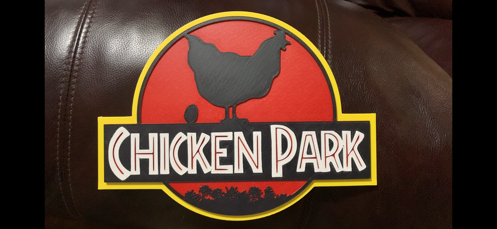 Chicken Park sign UV Fade Proof! (Jurassic Park) 3d printed