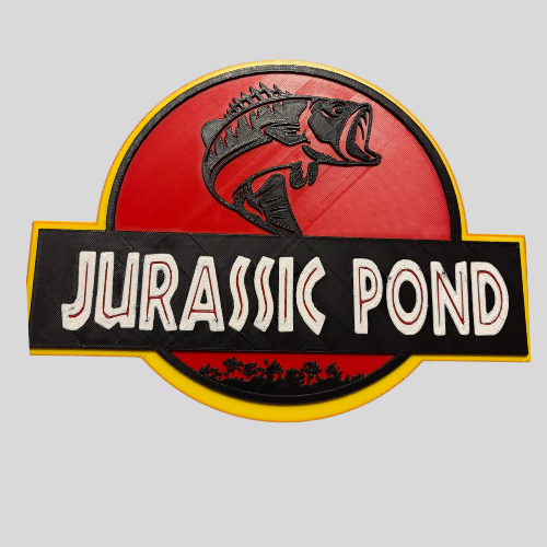 Jurassic Pond (Bass) Sign 3d printed UV proof and Weatherproof