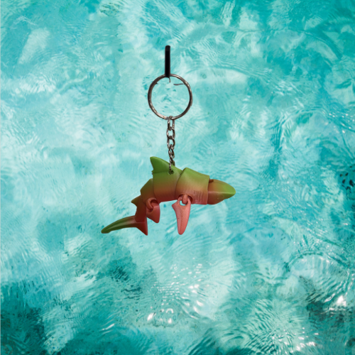 Rainbow Hammerhead/Tiger Shark Keychain – Mini 3D Printed Ocean Toy