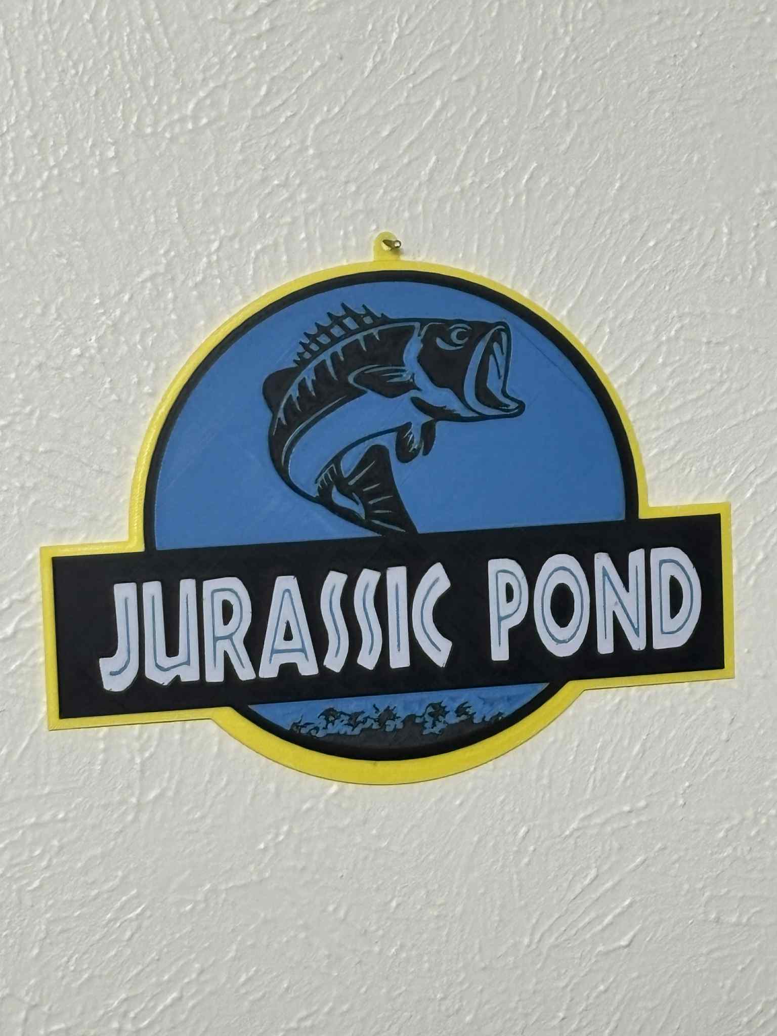 Jurassic Pond (Bass) Sign 3d printed UV proof and Weatherproof