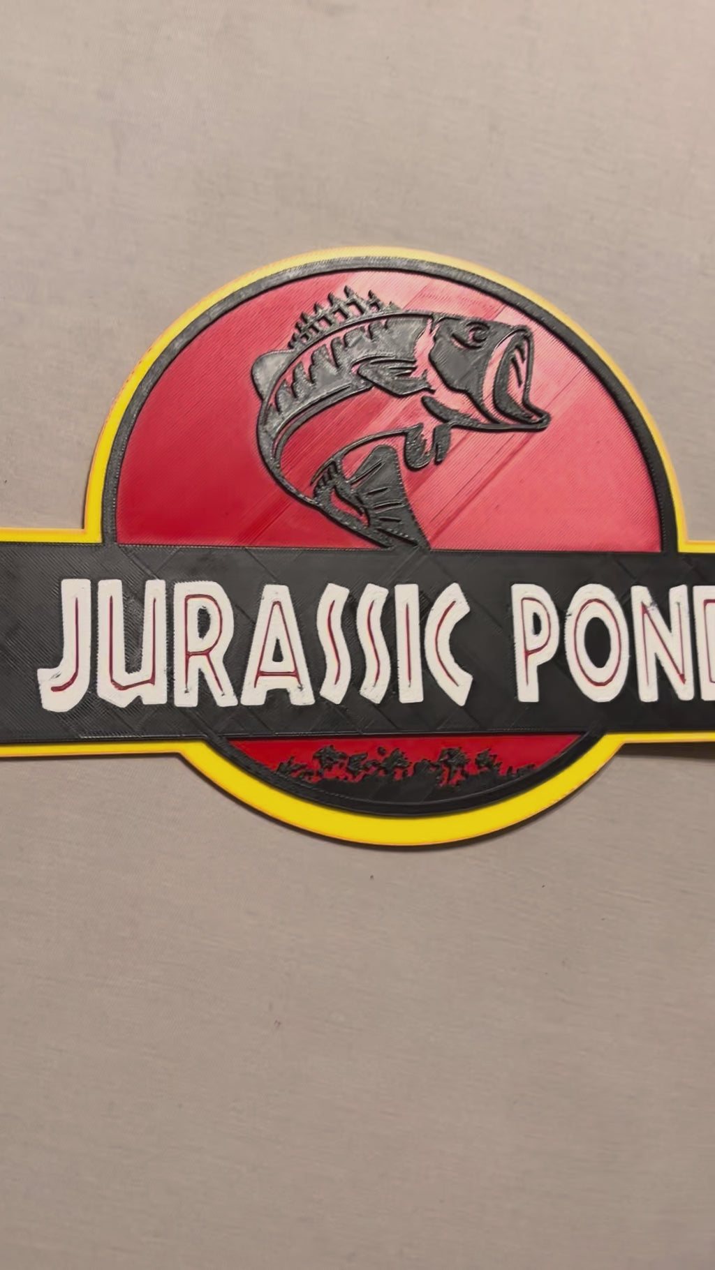 Jurassic Pond (Bass) Sign 3d printed UV proof and Weatherproof