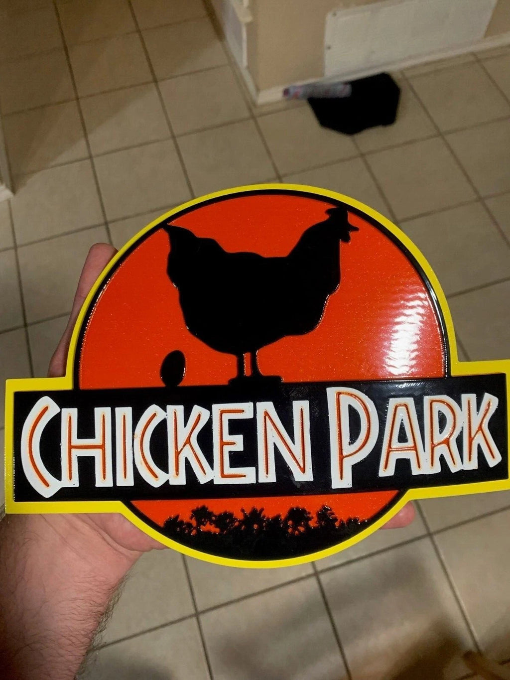 Chicken Park sign UV Fade Proof! (Jurassic Park) 3d printed